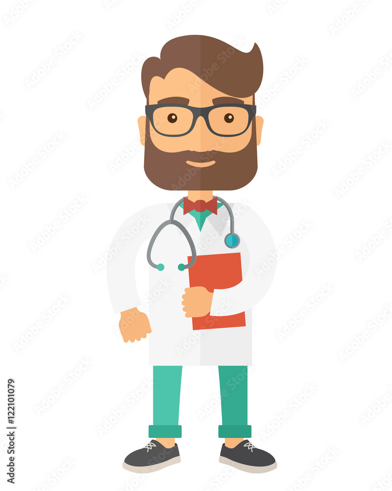 Young male doctor standing with stethoscope.