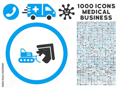 Demolition icon with 1000 medical business gray and blue vector design elements. Set style is flat bicolor symbols, white background.
