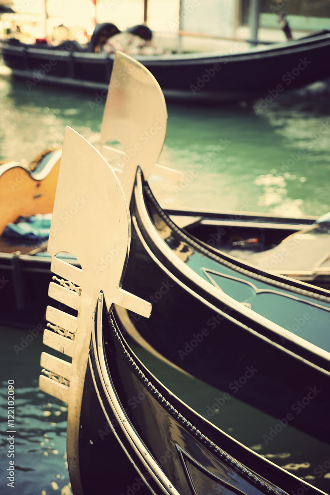 Gondola detail. Must do in Venice, Italy. European vacation, popular travel and honeymoon destination