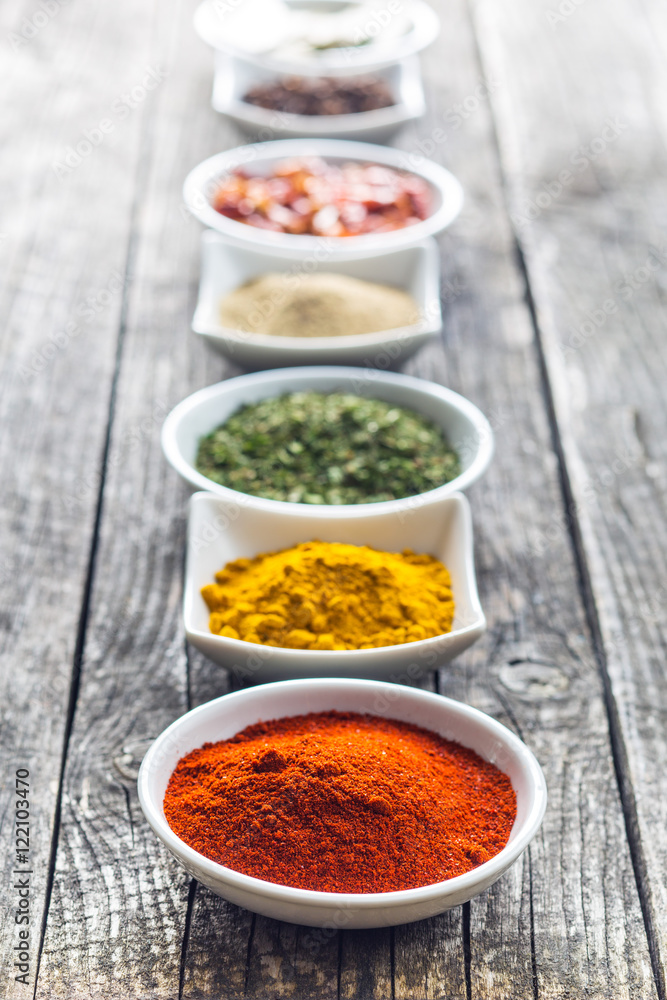 Various dried herbs and spices. Various dried herbs and spices.