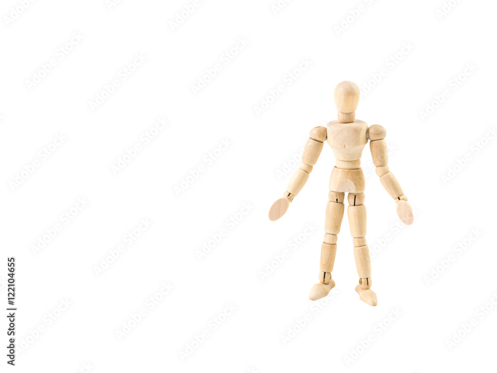 wooden man figure standing, isolated on white wooden man figure standing, isolated on white