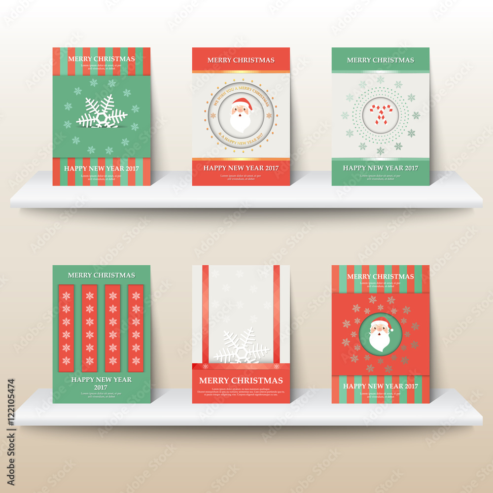 Set of christmas layout template in A4 size design for cover, annual