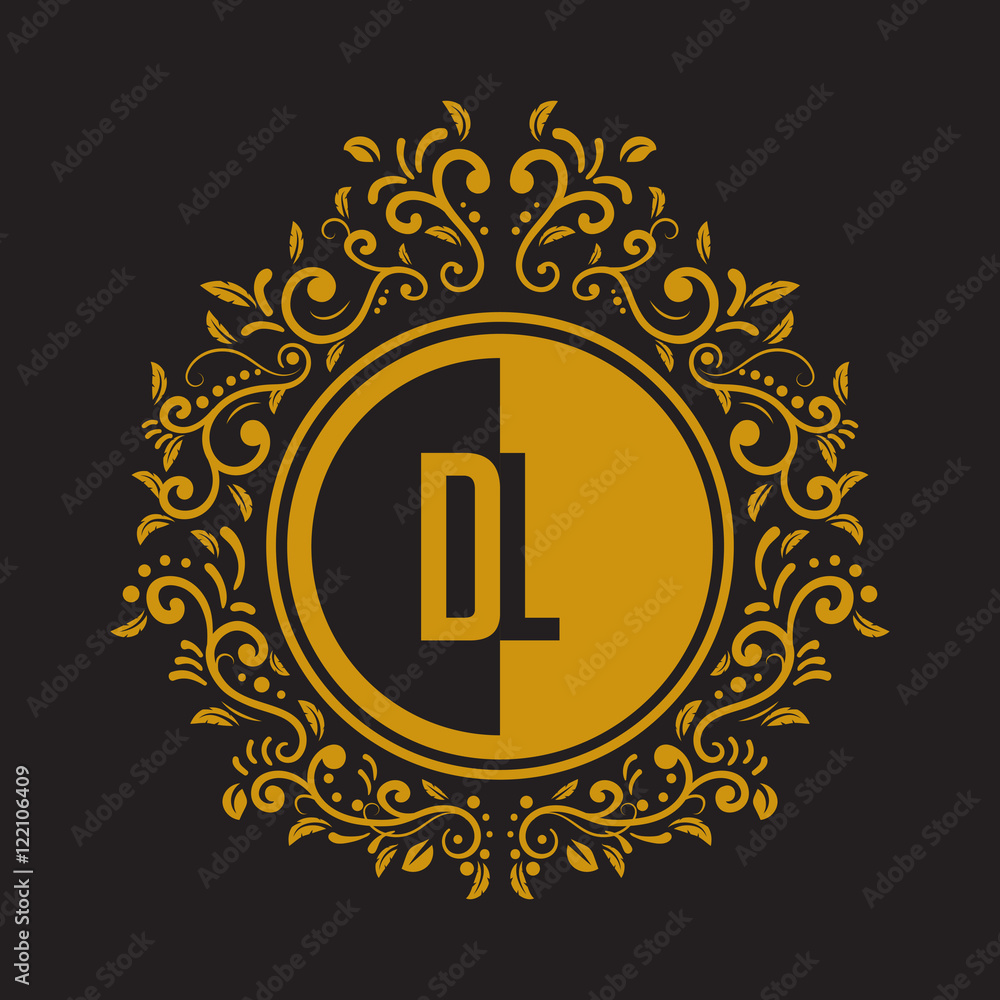 Naklejka premium INITIAL CIRCLE HALF vintage elegant luxury