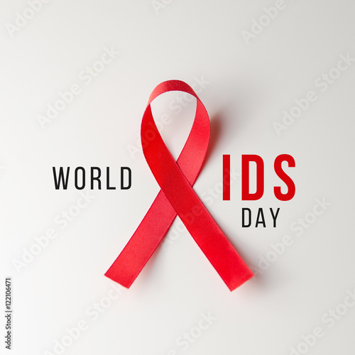 Aids Awareness Sign Red Ribbon. World Aids Day concept. photo