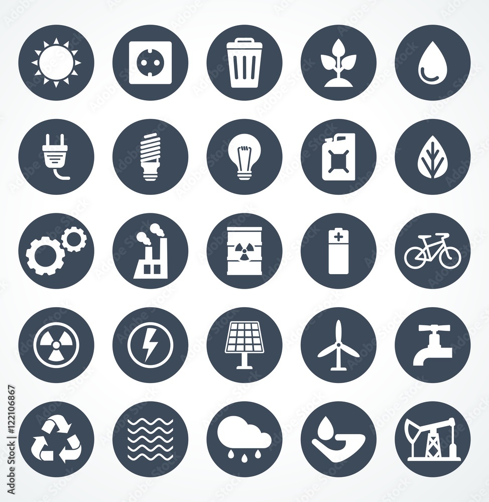 vector set of energy white icon vector set of energy white icon