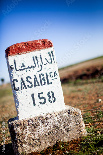 Straßenschild Casablanca 158 Kilometer