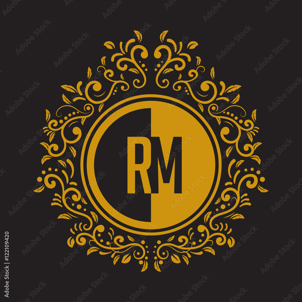 Fototapeta premium INITIAL CIRCLE HALF vintage elegant luxury