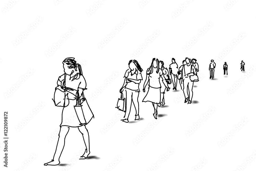 people walking cartoon sketch