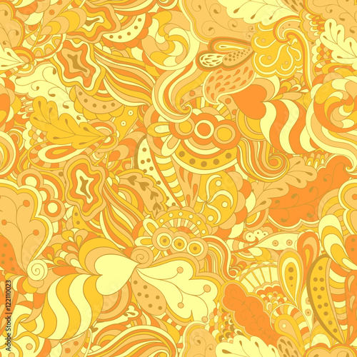 Seamless abstract hand-drawn waves pattern