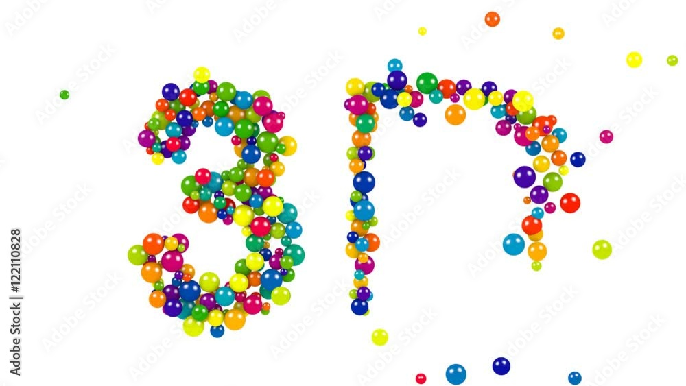 Isolated letters made from red, yellow, blue, green, orange and purple balls forming the word 3D Isolated letters made from red, yellow, blue, green, orange and purple balls forming the word 3D
