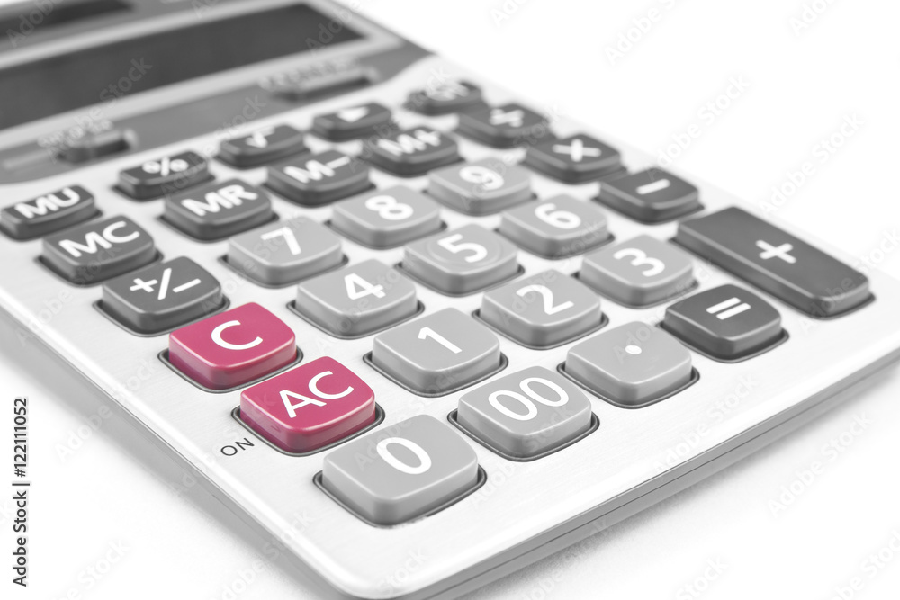close up silver calculator on white close up silver calculator on white