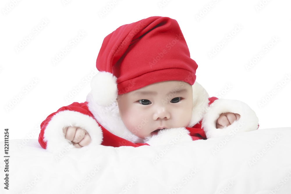 cheerful children or babies with santa claus suit for christmas or happy new year party day cheerful children or babies with santa claus suit for christmas or happy new year party day