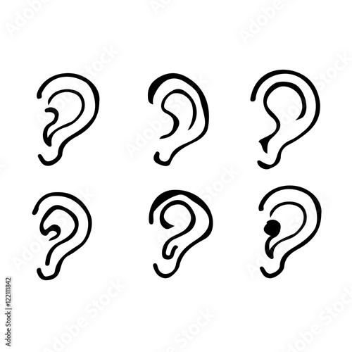 Hand draw ear icon illustration doodle design