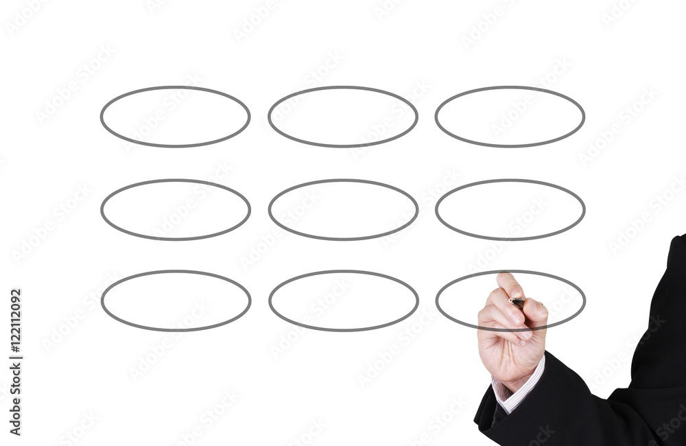 businessman writing on blank circle for your work businessman writing on blank circle for your work