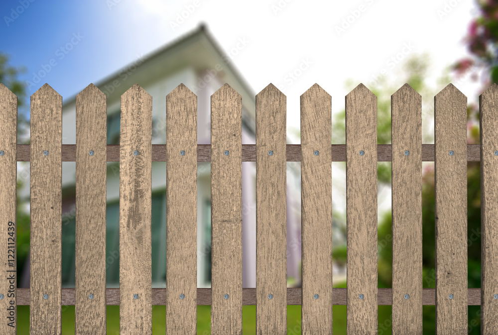 classic fence with home background