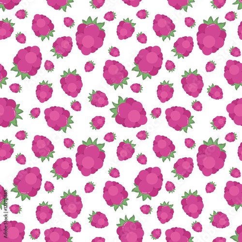 Raspberries seamless pattern. Vector illustration.