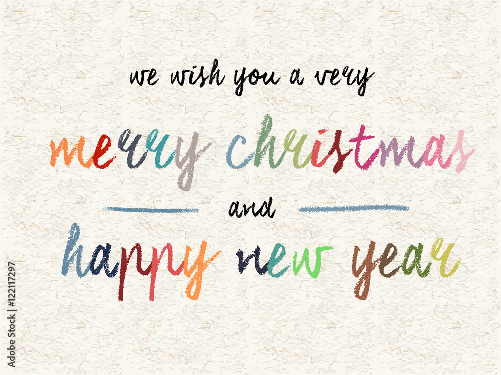 Text design writing by oil pastel for new year and Christmas 