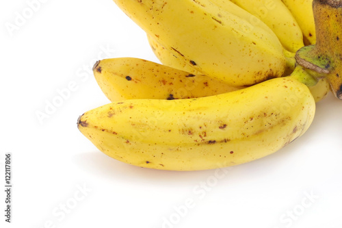 Banana isolated on white background closeup, food