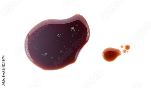Teriyaki sauce isolated on a white background and a small bubble