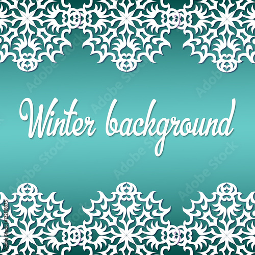 Winter background with paper snowflakes