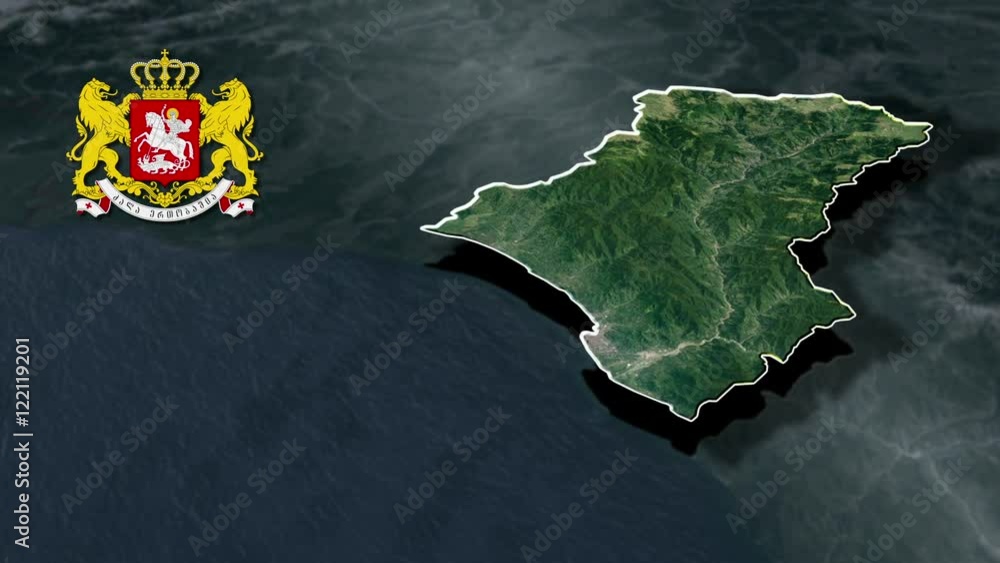 Adjara with Coat Of Arms Animation Map Regions of Georgia Stock Video ...