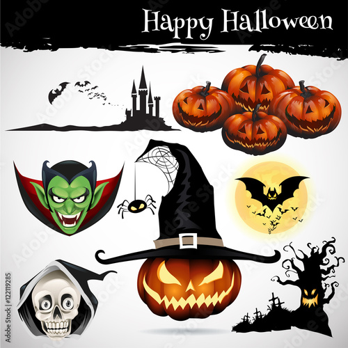 Vector illustration of collection of Halloween icon set,Hallowee