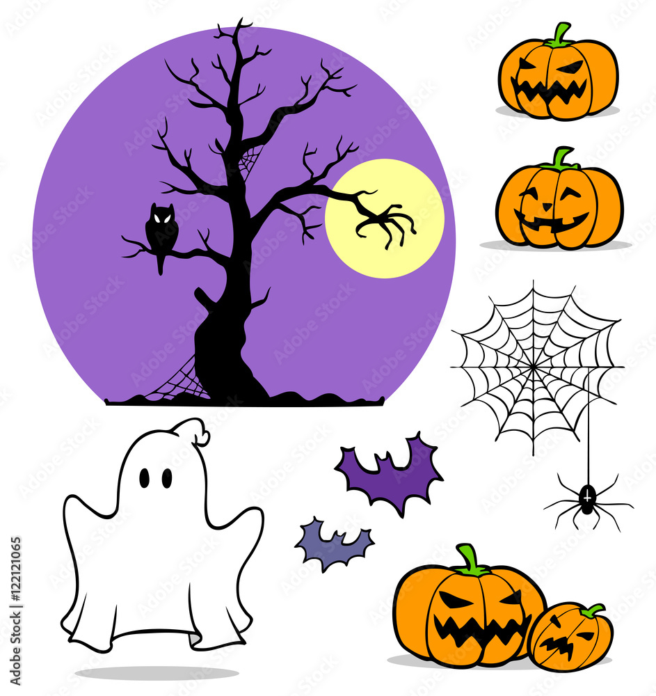 Halloween Clip Art Set mit Kürbis und Geist Stock イラスト | Adobe Stock