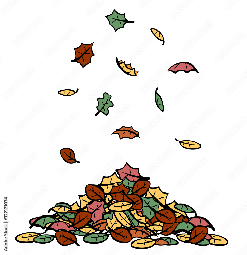 Blätter fallen im Herbst auf Haufen Stock Illustration Adobe Stock