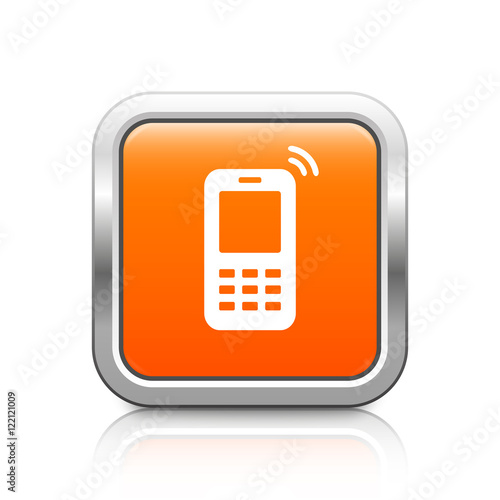 Mobile Phone – Glossy orange metal button with reflection