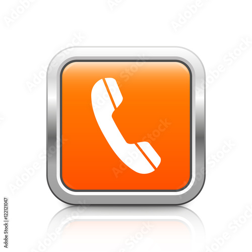 Phone – Glossy orange metal button with reflection