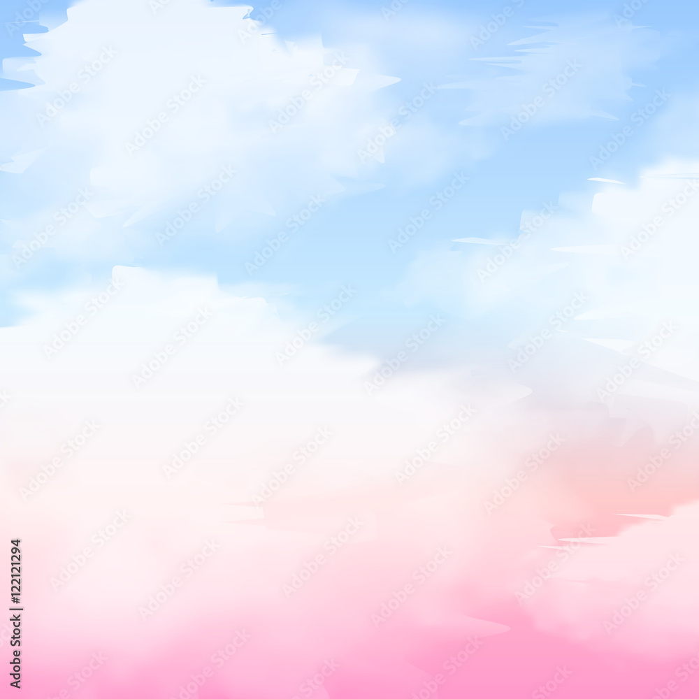 Watercolor abstract background of sky with clouds
