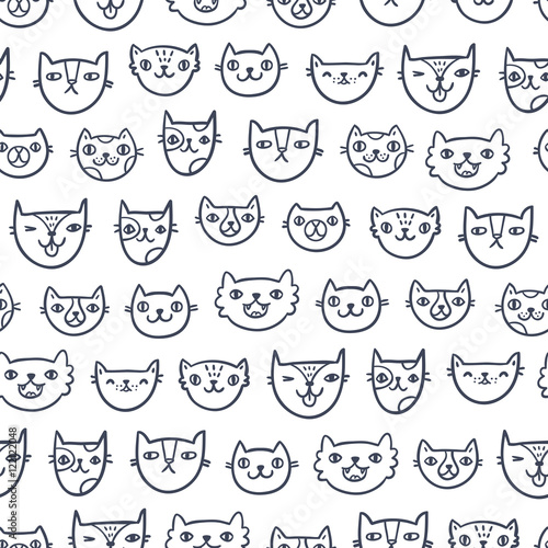 Cat faces seamless pattern  vector background