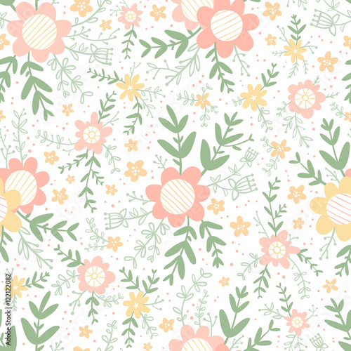 Wallpaper Mural Pastel decorative floral compositions seamless pattern Torontodigital.ca