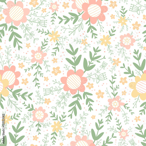 Pastel decorative floral compositions seamless pattern