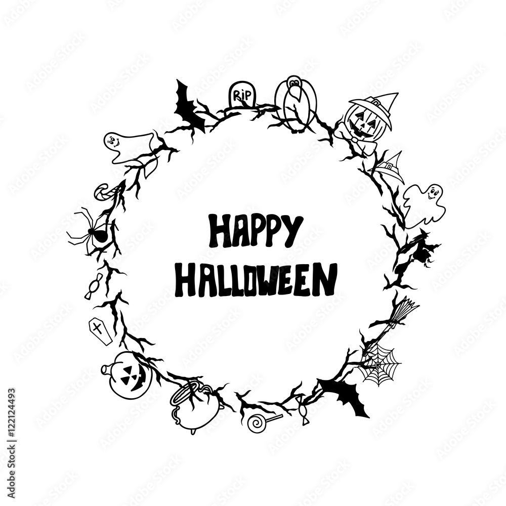 Obraz premium Happy halloween vintage card templates.