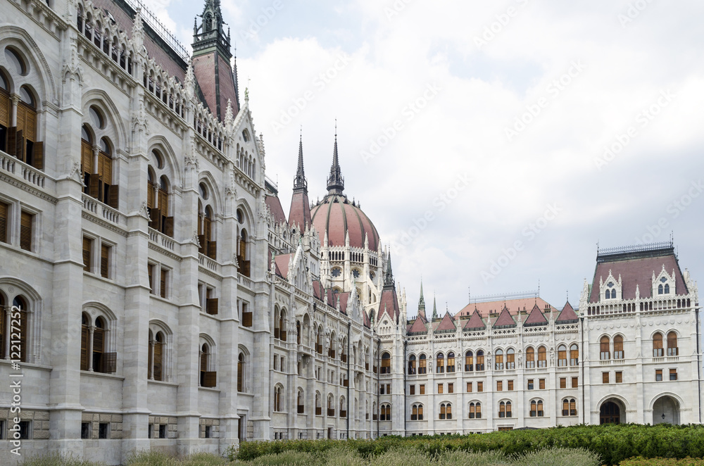 The Parliament building in Budapest, Hungary.