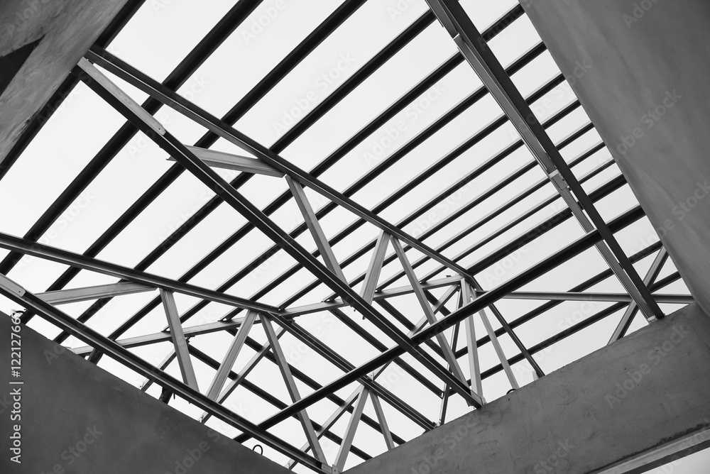 Structure of steel roof. Structure of steel roof.