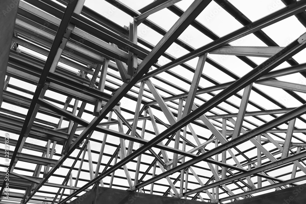 Structure of steel roof. Structure of steel roof.