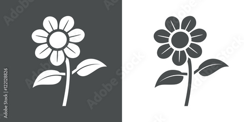 Icono plano flor con color gris