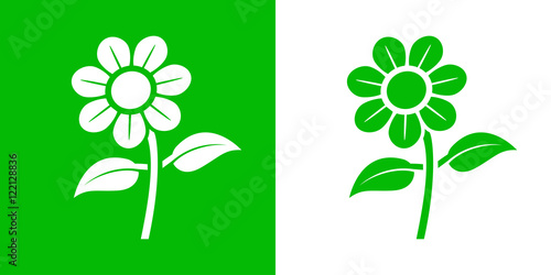 Icono plano flor con color verde