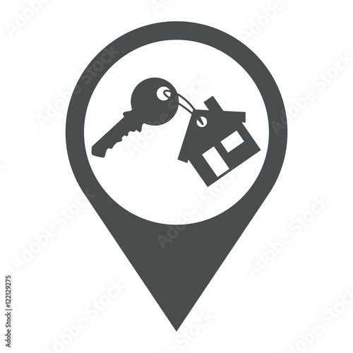 Icono plano localizacion llave de vivienda gris photo