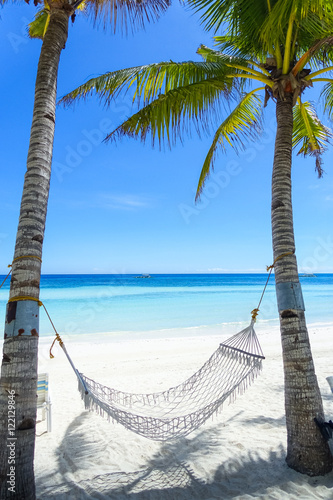 Island Beach Hammock, Coconut Trees, and Tuquoise Sea Hues - Panglao, Philippines