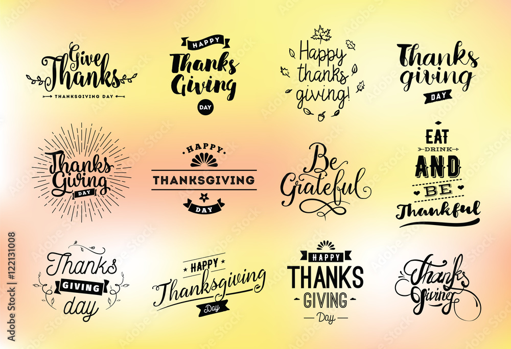 Fototapeta Thanksgiving day typography set.
