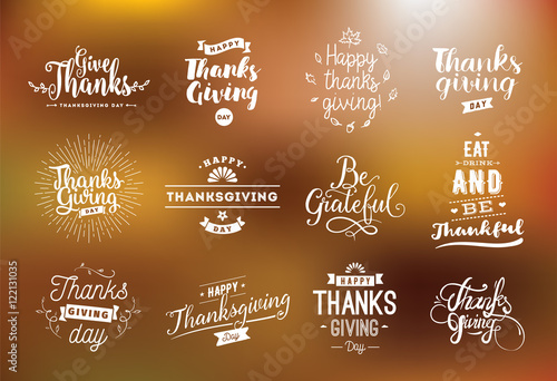 Thanksgiving day typography set.