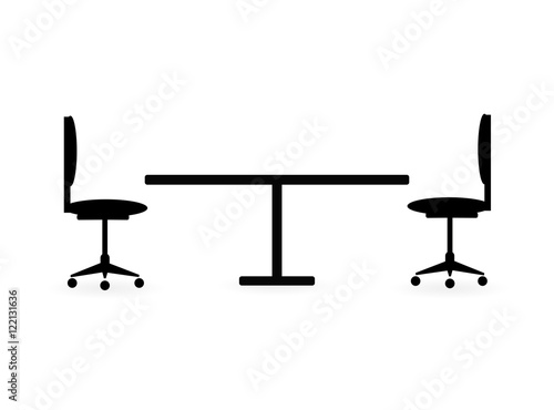 Office icon, table and chair