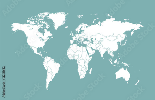 world map with borders flat design