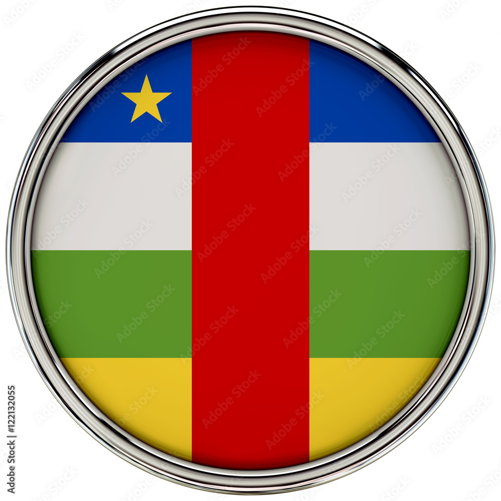 Central African republic Flag Glossy Button/icon (3d rendering). Central African republic Flag Glossy Button/icon (3d rendering).