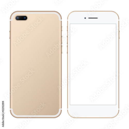 mockup gold smartphone kind of front + rear