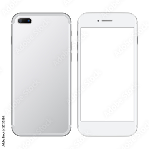 mockup silver smartphone kind of front + rear