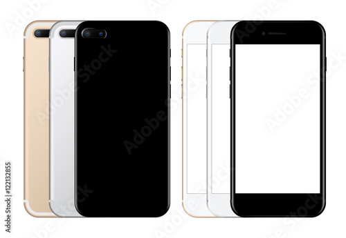 mockup black, gold and silver smartphone kind of front + rear